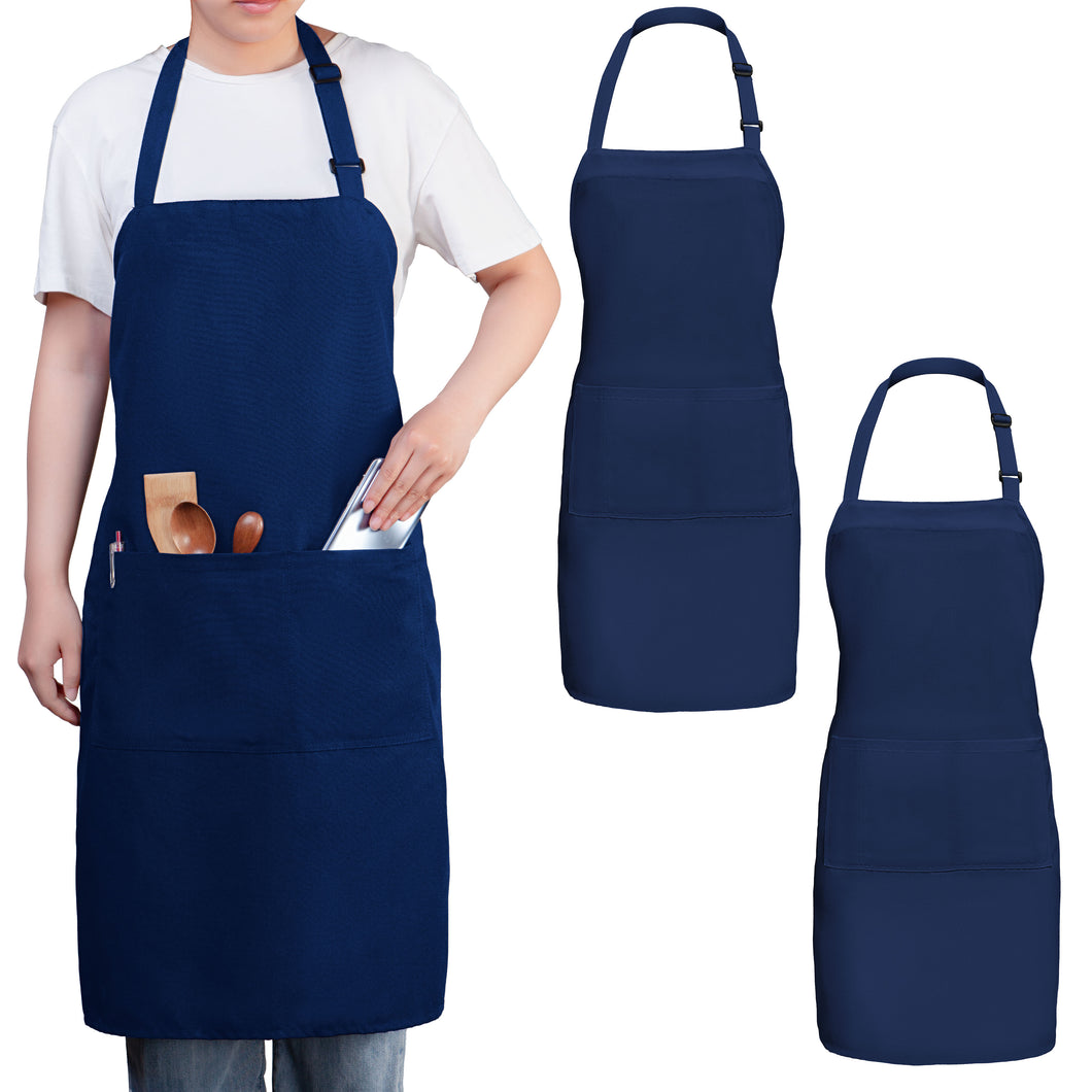 Gala Houseware Kitchen Bib Apron - Navy Blue, Chef Apron with Long Tie, for Adult Men and Women