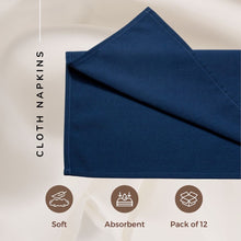 Load image into Gallery viewer, Gala Houseware Spun Polyester Dinner Napkins 18 x 18 inch - Navy Blue 12 Pack Solid Washable Cloth Napkins - Ideal for Events, Wedding, Party, Commercial and Home Use.
