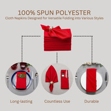 Charger l&#39;image dans la galerie, Gala Houseware Spun Polyester Dinner Napkins 18 x 18 inch - Red 12 Pack Solid Washable Cloth Napkins - Ideal for Events, Wedding, Party, Commercial and Home Use.
