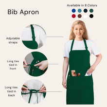 Load image into Gallery viewer, Gala Houseware Kitchen Bib Apron - Forest Green, Chef Apron with Long Tie, for Adult Men and Women,
