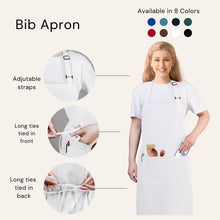 Load image into Gallery viewer, Gala Houseware Kitchen Bib Apron - White, Chef Apron with Long Tie, for Adult Men and Women
