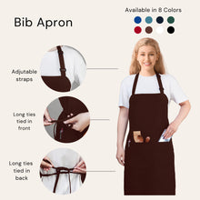 Charger l&#39;image dans la galerie, Gala Houseware Kitchen Bib Apron - Chocoloate, Chef Apron with Long Tie, for Adult Men and Women
