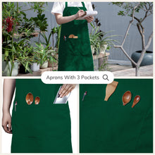 Load image into Gallery viewer, Gala Houseware Kitchen Bib Apron - Forest Green, Chef Apron with Long Tie, for Adult Men and Women,
