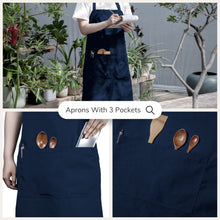 Load image into Gallery viewer, Gala Houseware Kitchen Bib Apron - Navy Blue, Chef Apron with Long Tie, for Adult Men and Women
