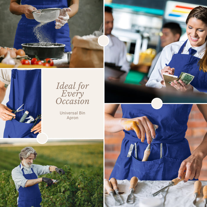 Gala Houseware Kitchen Bib Apron - Royal Blue, Chef Apron with Long Tie, for Adult Men and Women,