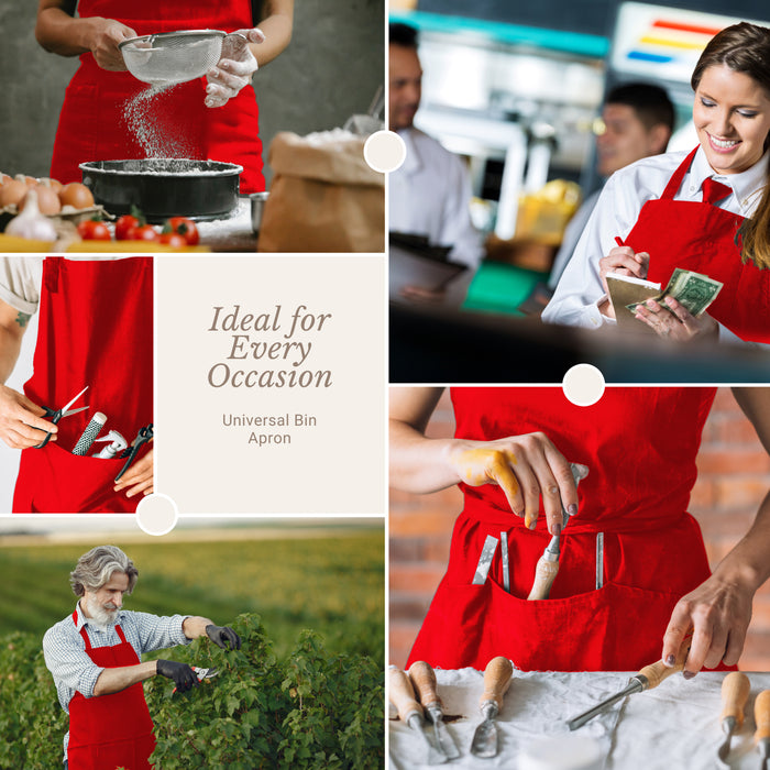 Gala Houseware Kitchen Bib Apron - Red, Chef Apron with Long Tie, for Adult Men and Women