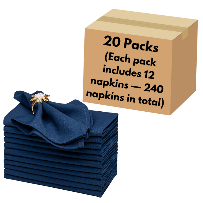 Gala Houseware Spun Polyester Dinner Napkins 18 x 18 inch - Navy Blue, Pack of 240, Solid Washable Cloth Napkins - Ideal for Events, Wedding, Party, Commercial and Home Use.