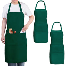 Load image into Gallery viewer, Gala Houseware Kitchen Bib Apron - Forest Green, Chef Apron with Long Tie, for Adult Men and Women,
