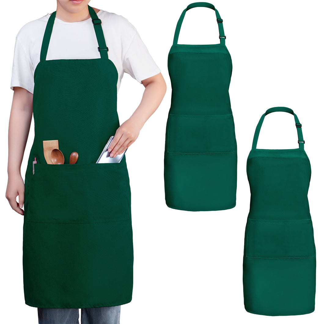 Gala Houseware Kitchen Bib Apron - Forest Green, Chef Apron with Long Tie, for Adult Men and Women,