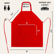 Charger l&#39;image dans la galerie, Gala Houseware Kitchen Bib Apron - Red, Chef Apron with Long Tie, for Adult Men and Women
