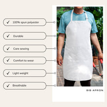 Charger l&#39;image dans la galerie, Gala Houseware Kitchen Bib Apron - White, Chef Apron with Long Tie, for Adult Men and Women
