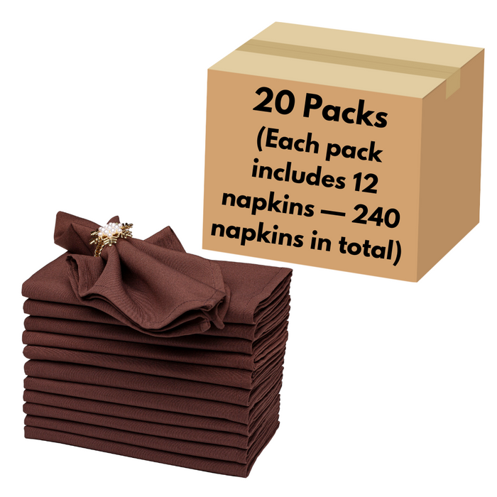 Gala Houseware Spun Polyester Dinner Napkins 18 x 18 inch - Chocolate, Pack of 240, Solid Washable Cloth Napkins - Ideal for Events, Wedding, Party, Commercial and Home Use.