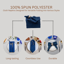 Load image into Gallery viewer, Gala Houseware Spun Polyester Dinner Napkins 18 x 18 inch - Navy Blue 12 Pack Solid Washable Cloth Napkins - Ideal for Events, Wedding, Party, Commercial and Home Use.
