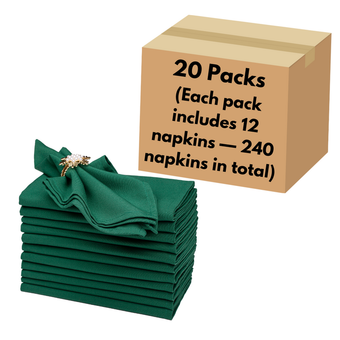 Gala Houseware Spun Polyester Dinner Napkins 18 x 18 inch - Forest Green, Pack of 240, Solid Washable Cloth Napkins - Ideal for Events, Wedding, Party, Commercial and Home Use.