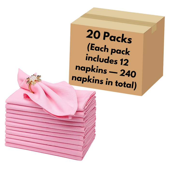 Gala Houseware Spun Polyester Dinner Napkins 18 x 18 inch - Pink, Pack of 240, Solid Washable Cloth Napkins - Ideal for Events, Wedding, Party, Commercial and Home Use.