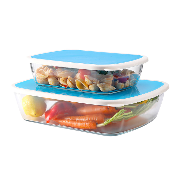 Gala Houseware 4-Piece Large Glass Food Storage Containers with Lids, Tempered Glass Meal Prep Containers and Pantry Glass Containers with lids, Rectangular Mixing Containers with Lids for Food Storage