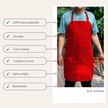 Charger l&#39;image dans la galerie, Gala Houseware Kitchen Bib Apron - Red, Chef Apron with Long Tie, for Adult Men and Women
