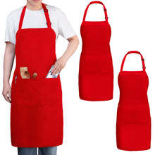 Charger l&#39;image dans la galerie, Gala Houseware Kitchen Bib Apron - Red, Chef Apron with Long Tie, for Adult Men and Women
