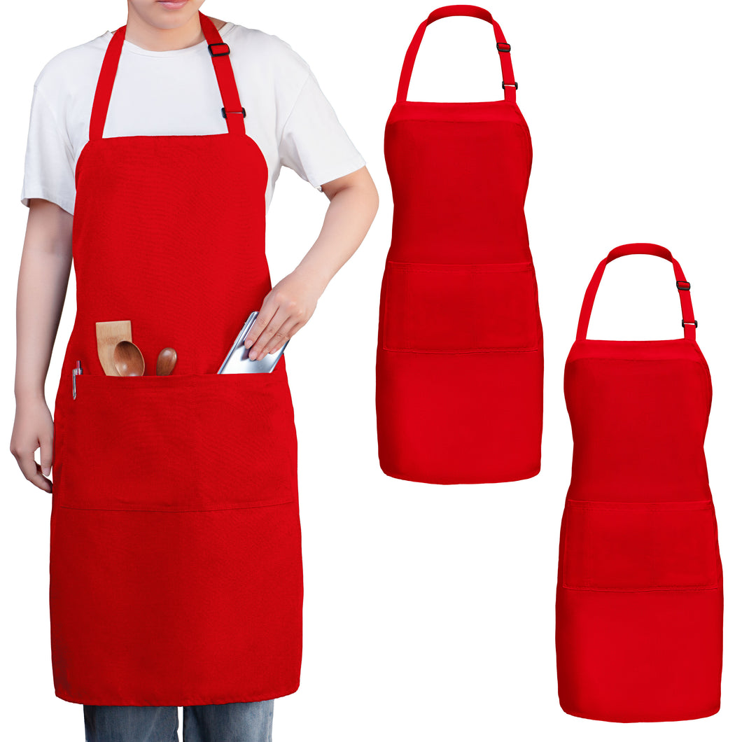 Gala Houseware Kitchen Bib Apron - Red, Chef Apron with Long Tie, for Adult Men and Women