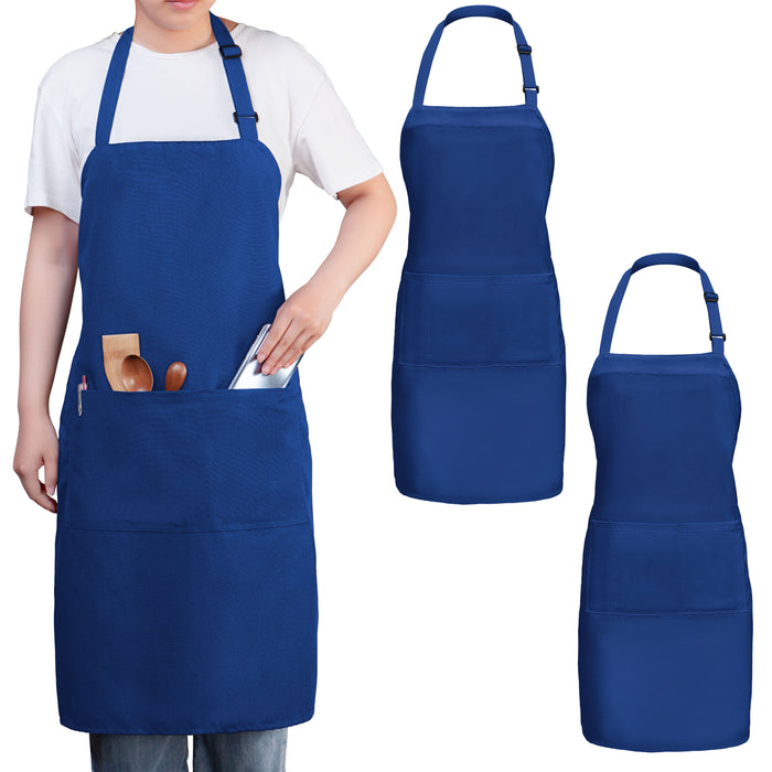 Gala Houseware Kitchen Bib Apron - Royal Blue, Chef Apron with Long Tie, for Adult Men and Women,