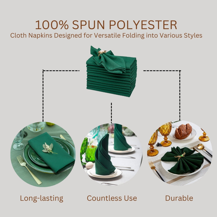 Gala Houseware Spun Polyester Dinner Napkins 18 x 18 inch - Forest Green, Pack of 240, Solid Washable Cloth Napkins - Ideal for Events, Wedding, Party, Commercial and Home Use.