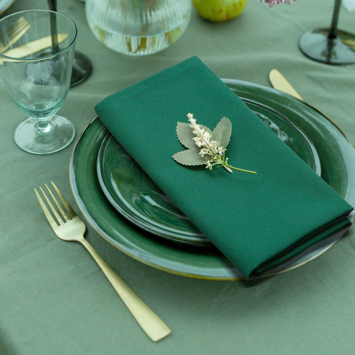 Gala Houseware Spun Polyester Dinner Napkins 18 x 18 inch - Forest Green 12 Pack Solid Washable Cloth Napkins - Ideal for Events, Wedding, Party, Commercial and Home Use.