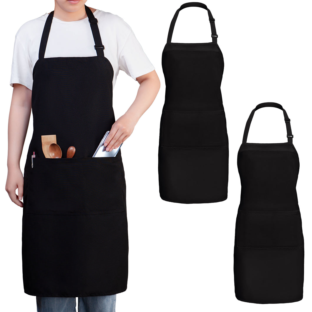 Gala Houseware Kitchen Bib Apron - Black, Chef Apron with Long Tie, for Adult Men and Women,