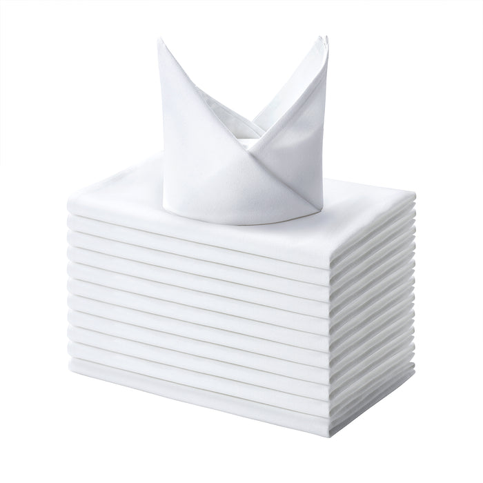 Gala Houseware Spun Polyester Linen Napkins Pack of 240 White Cloth Napkins, 20 x 20 inch Solid Washable Cloth Napkins - Ideal for Events, Wedding and Party Use.