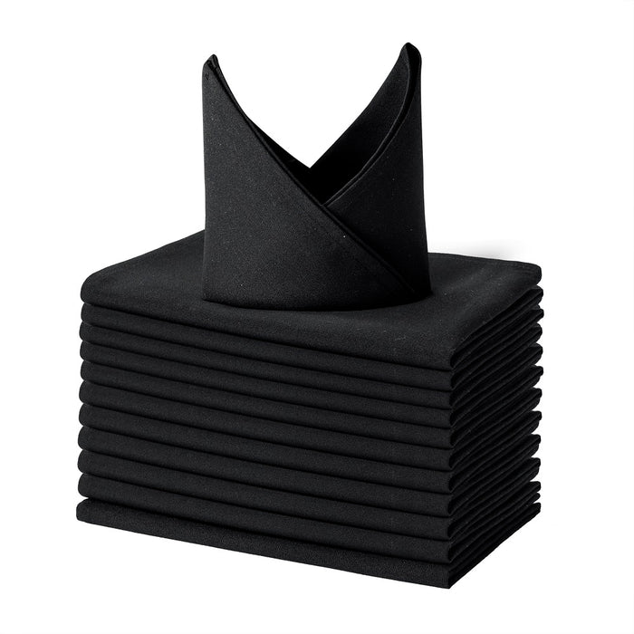 Gala Houseware Spun Polyester Linen Napkins Pack of 240 Black Cloth Napkins, 20 x 20 inch Solid Washable Cloth Napkins - Ideal for Events, Wedding and Party Use.