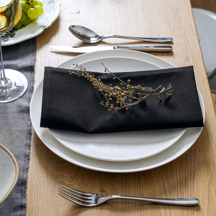 Gala Houseware Spun Polyester Linen Napkins Pack of 240 Black Cloth Napkins, 20 x 20 inch Solid Washable Cloth Napkins - Ideal for Events, Wedding and Party Use.