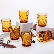 Charger l&#39;image dans la galerie, Gala Houseware Diamond Etched Glass Tumblers, Set of 6 with 9oz Volume,Amber, Lead Free and Dishwasher Safe, Perfect for Everyday Use, Dinner Parties, and Décor
