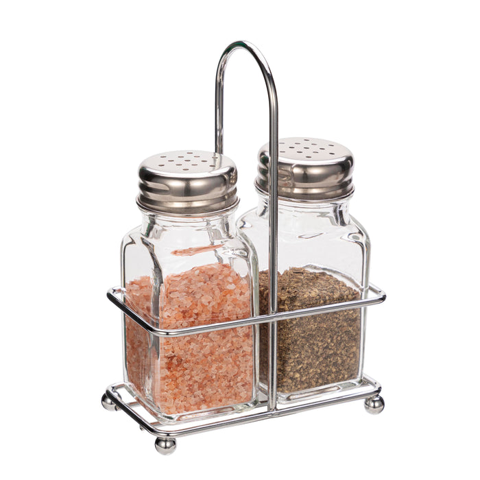 Gala Houseware 2 Pack Salt and Pepper Shaker Set, Salt Shaker Spice Dispenser with Stainless Steel Tray, Refillable Design, Ideal for Kitchen, Dining Table, Camping, and BBQs