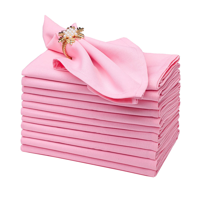 Gala Houseware Spun Polyester Dinner Napkins 18 x 18 inch - Pink 12 Pack Solid Washable Cloth Napkins - Ideal for Events, Wedding, Party, Commercial and Home Use.