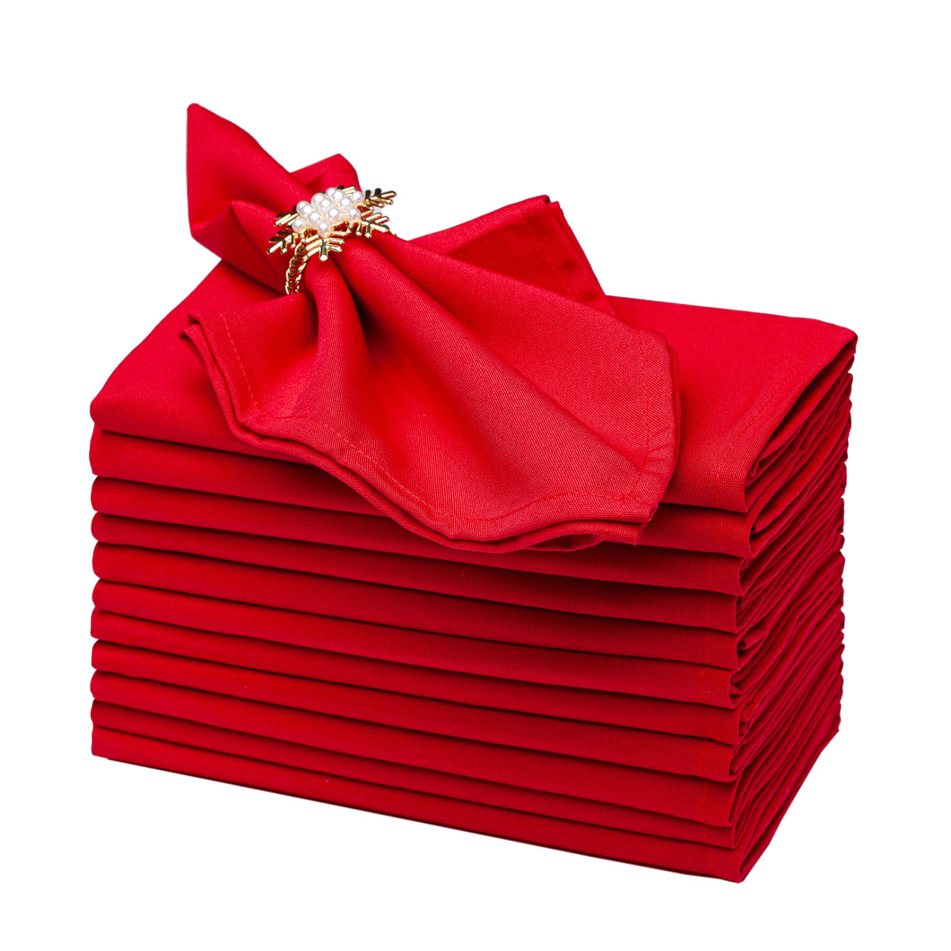 Gala Houseware Spun Polyester Dinner Napkins 18 x 18 inch - Red 12 Pack Solid Washable Cloth Napkins - Ideal for Events, Wedding, Party, Commercial and Home Use.