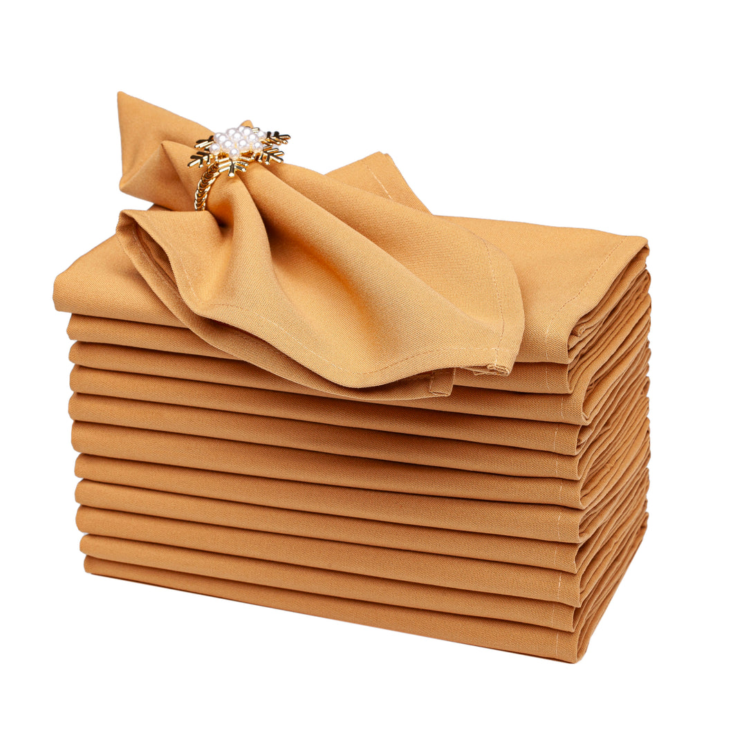 Gala Houseware Spun Polyester Dinner Napkins 18 x 18 inch - Bronze 12 Pack Solid Washable Cloth Napkins - Ideal for Events, Wedding, Party, Commercial and Home Use.