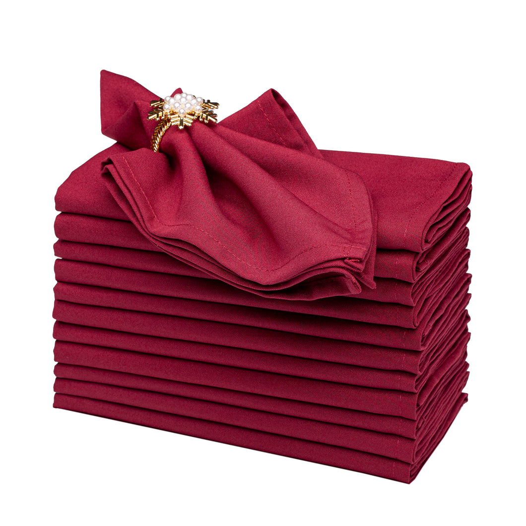 Gala Houseware Spun Polyester Dinner Napkins 18 x 18 inch - Burgundy 12 Pack Solid Washable Cloth Napkins - Ideal for Events, Wedding, Party, Commercial and Home Use.