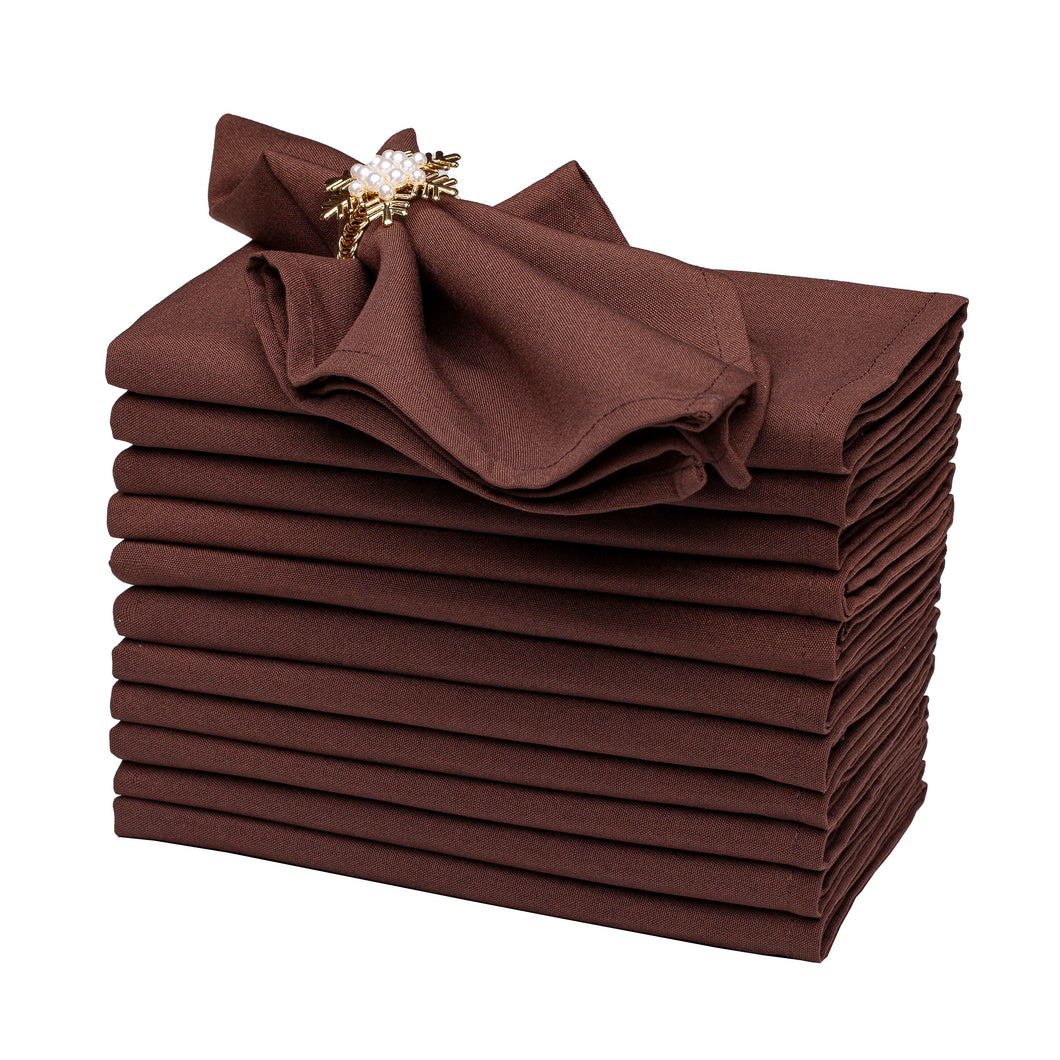 Gala Houseware Spun Polyester Dinner Napkins 18 x 18 inch - Chocolate 12 Pack Solid Washable Cloth Napkins - Ideal for Events, Wedding, Party, Commercial and Home Use.