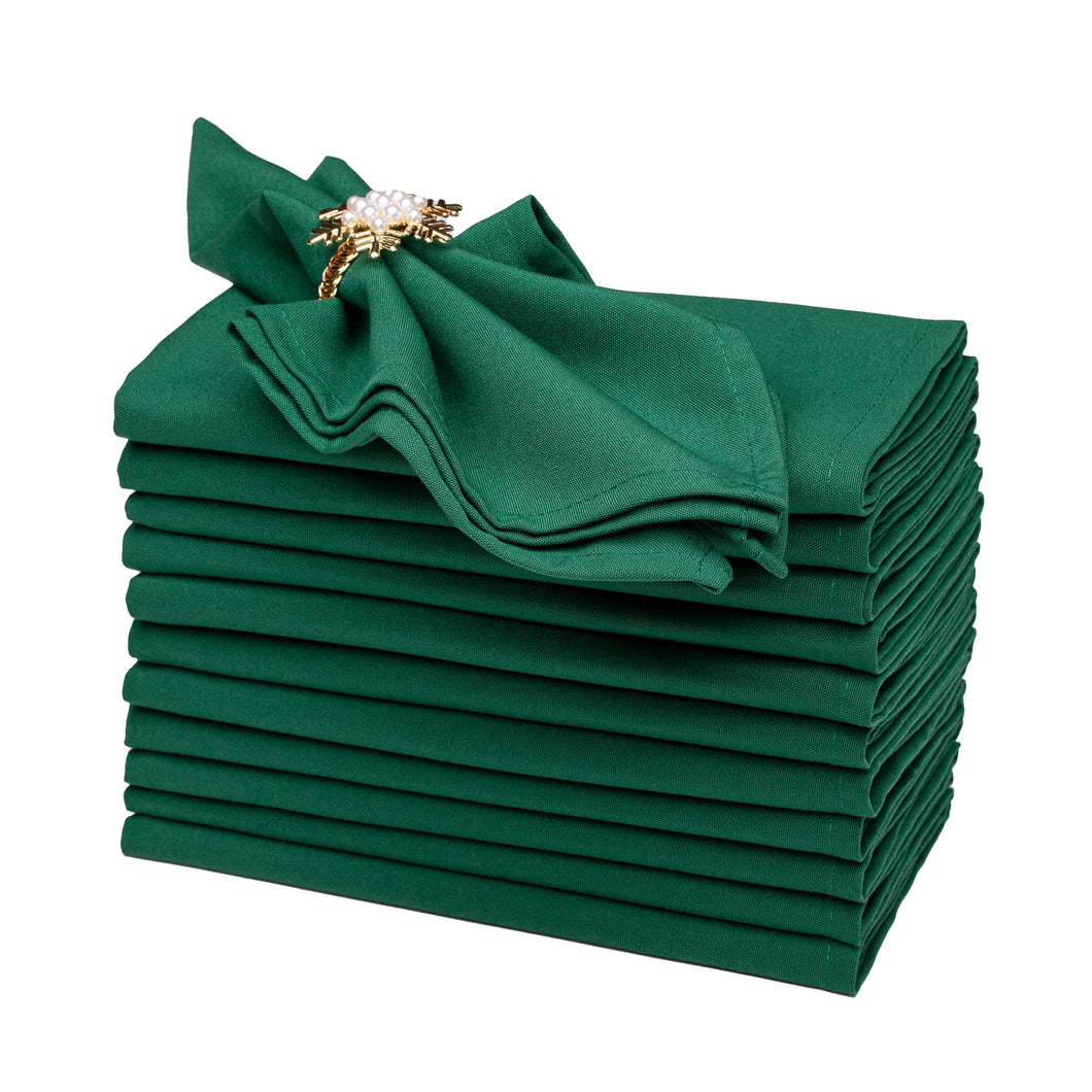 Gala Houseware Spun Polyester Dinner Napkins 18 x 18 inch - Forest Green 12 Pack Solid Washable Cloth Napkins - Ideal for Events, Wedding, Party, Commercial and Home Use.