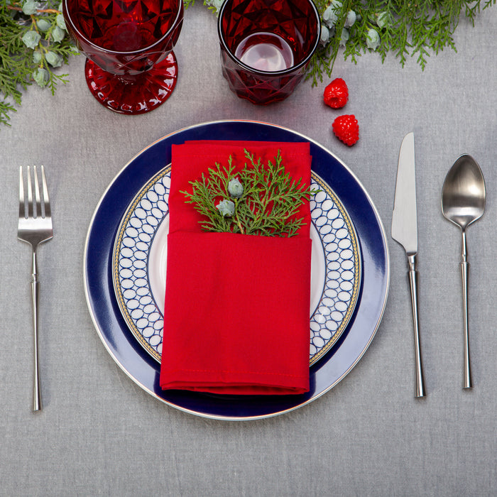 Gala Houseware Spun Polyester Dinner Napkins 18 x 18 inch - Red 12 Pack Solid Washable Cloth Napkins - Ideal for Events, Wedding, Party, Commercial and Home Use.