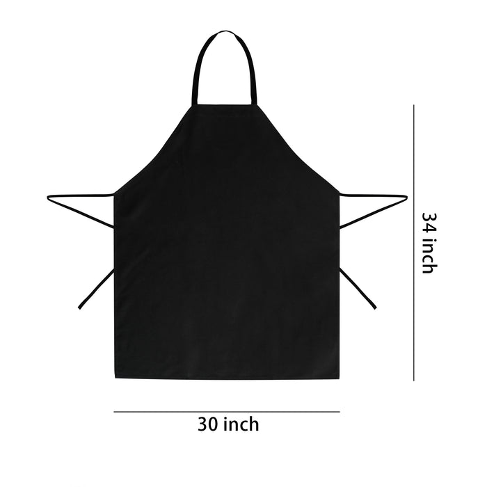 Black Kitchen Bib Aprons (30" x 34"), 12 Pack Professional Spun Polyester