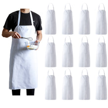 Charger l&#39;image dans la galerie, White Kitchen Bib Aprons (30&quot; x 34&quot;), 12 Pack Professional Spun Polyester Aprons for Cooking, Drawing, BBQ
