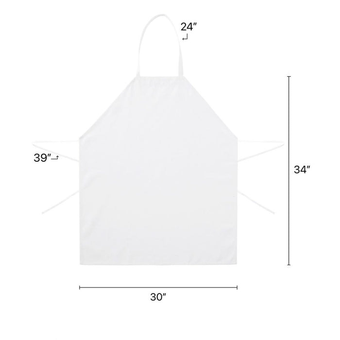 White Kitchen Bib Aprons (30" x 34"), 12 Pack Professional Spun Polyester Aprons for Cooking, Drawing, BBQ