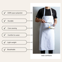 Load image into Gallery viewer, White Kitchen Bib Aprons (30&quot; x 34&quot;), 12 Pack Professional Spun Polyester Aprons for Cooking, Drawing, BBQ
