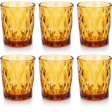 Charger l&#39;image dans la galerie, Gala Houseware Diamond Etched Glass Tumblers, Set of 6 with 9oz Volume,Amber, Lead Free and Dishwasher Safe, Perfect for Everyday Use, Dinner Parties, and Décor
