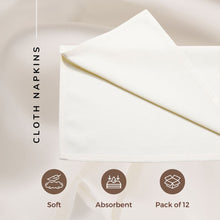 Charger l&#39;image dans la galerie, Gala Houseware Spun Polyester Dinner Napkins 18 x 18 inch - Ivory 12 Pack Solid Washable Cloth Napkins - Ideal for Events, Wedding, Party, Commercial and Home Use.
