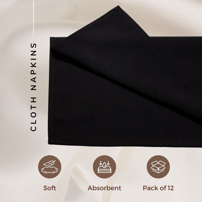 Gala Houseware Spun Polyester Dinner Napkins 18 x 18 inch - Black, Pack of 240, Solid Washable Cloth Napkins - Ideal for Events, Wedding, Party, Commercial and Home Use.