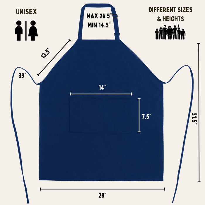 Gala Houseware Kitchen Bib Apron - Navy Blue, Chef Apron with Long Tie, for Adult Men and Women