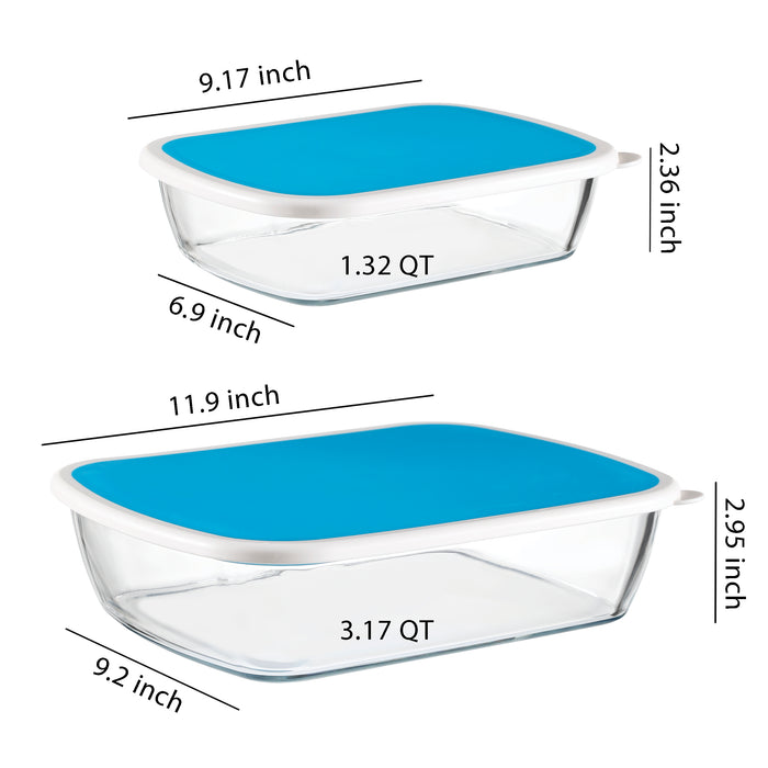 Gala Houseware 4-Piece Large Glass Food Storage Containers with Lids, Tempered Glass Meal Prep Containers and Pantry Glass Containers with lids, Rectangular Mixing Containers with Lids for Food Storage