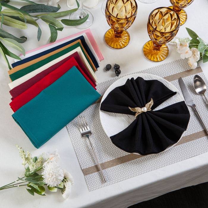 Gala Houseware Spun Polyester Dinner Napkins 18 x 18 inch - Black, Pack of 240, Solid Washable Cloth Napkins - Ideal for Events, Wedding, Party, Commercial and Home Use.