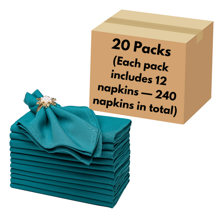 Gala Houseware Spun Polyester Dinner Napkins 18 x 18 inch - Turquoise 12 Pack Solid Washable Cloth Napkins - Ideal for Events, Wedding, Party, Commercial and Home Use.